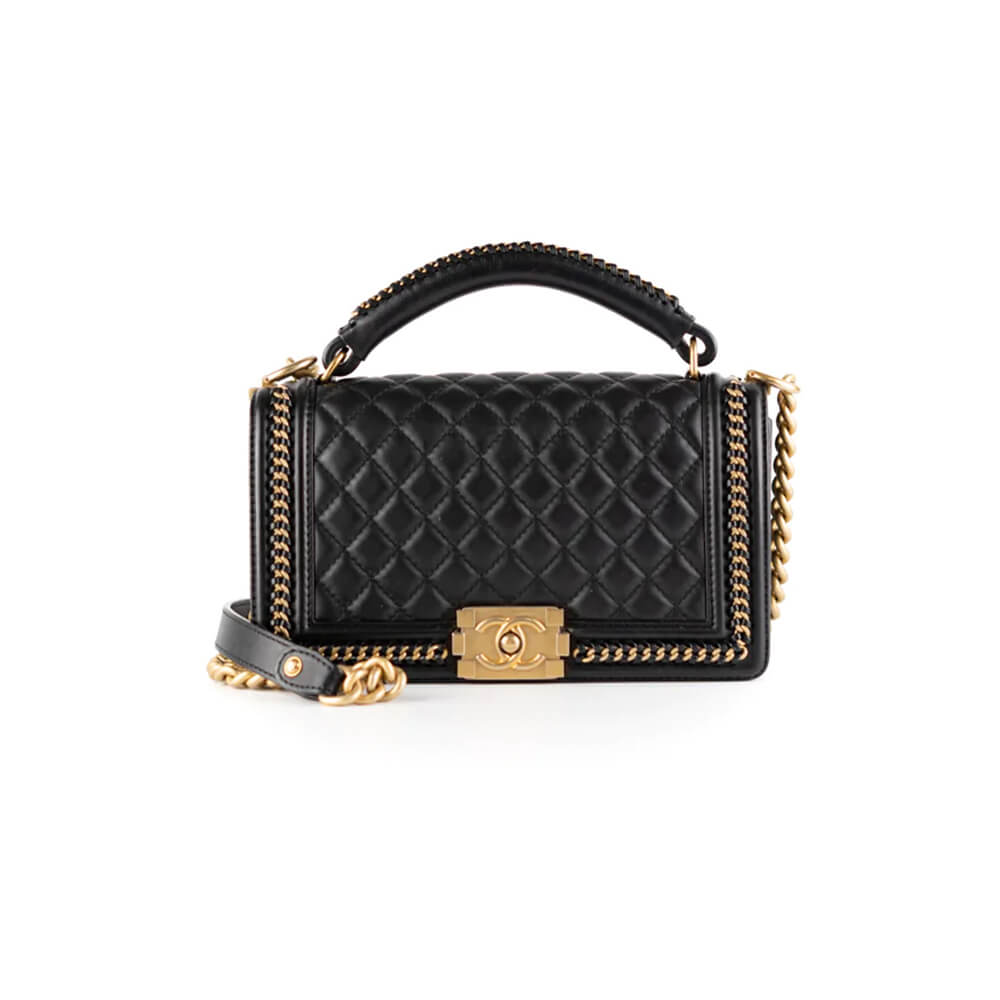 Ch*el top handle boy handbag